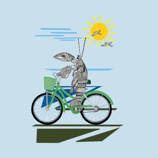 Lobster, Bike Riding Lobster, Zentangle Lobster T-Shirt