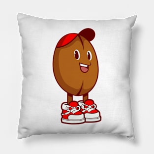 Coffee bean cartoon character Pillow