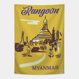 Rangoon Myanmar Travel poster Tapestry