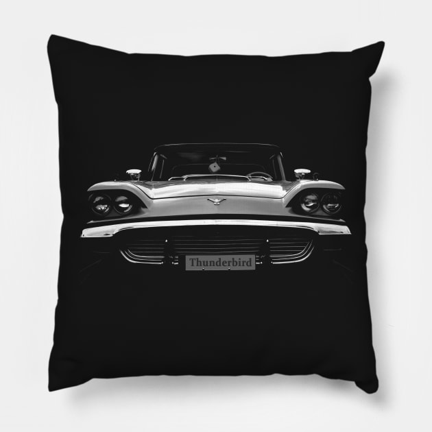 1959 ford, ford thunderbird, black shirt Pillow by hottehue