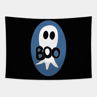 Cute Halloween ghost cartoon with BOO text Tapestry