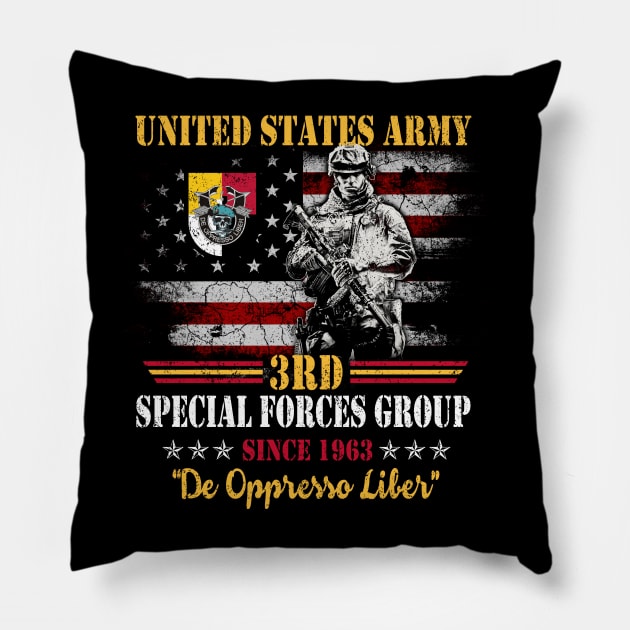 Proud US Army 3rd Special Forces Group Skull De Oppresso Liber SFG - Gift for Veterans Day 4th of July or Patriotic Memorial Day Pillow by Oscar N Sims