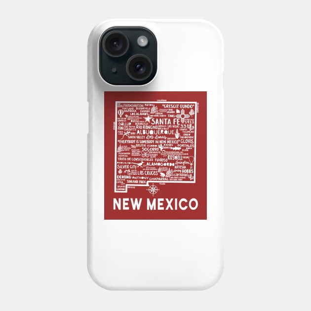 New Mexico Map Phone Case by fiberandgloss