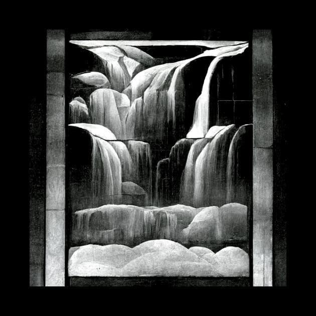 Frank Lloyd Wright Arts and Crafts Stained Glass Waterfall by Moon Art