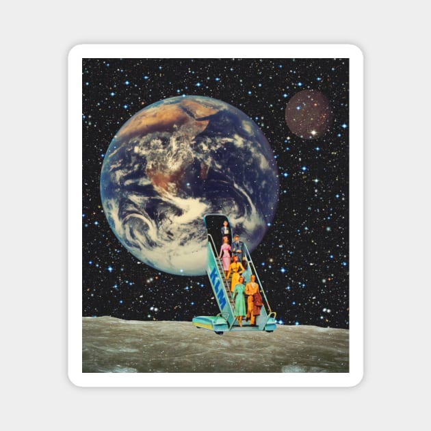 Travel to the Moon Magnet by CollageSoul