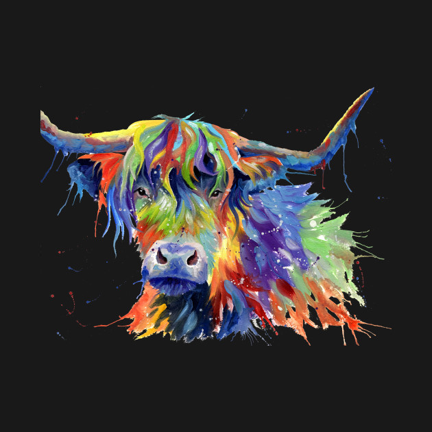 Multicolor Highland Cow Art Highland Cow Art Hoodie Teepublic