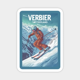 Verbier Switzerland Ski Magnet