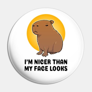 I'm nicer than my face looks Capybara Pin