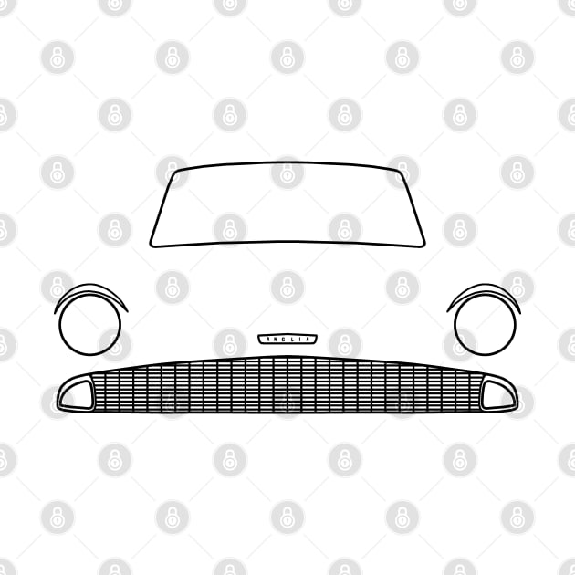 Ford Anglia classic car outline graphic (black) by soitwouldseem