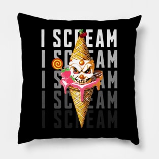 Evil Clown Ice Cream Cone I Scream Pillow