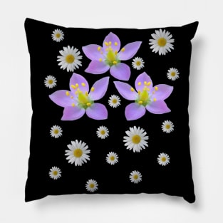 flower meadow pink daisy daisies blooms florets Pillow