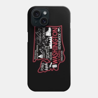 Washington Olympia Cute Map Tacoma Kennewick Forks Spokane cute travel design Phone Case