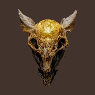 Goat animal gold skull, creepy horror T-Shirt