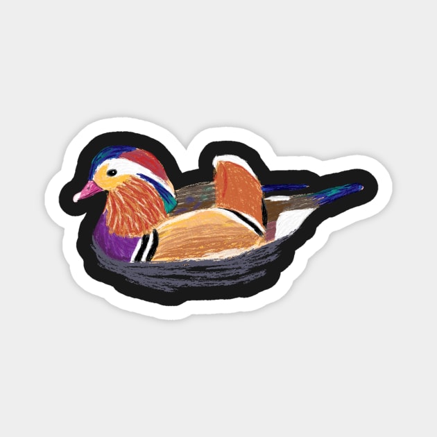 Nice Artwork showing a swimming Mandarin Duck I Magnet by JDHegemann