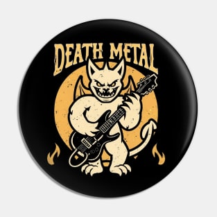 Death Metal Satanic Baphomet Cat playing guitar Pin