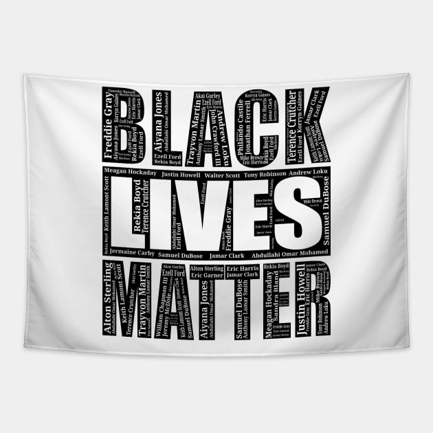 Black Lives Matter With Names Of Victims Tapestry by SiGo