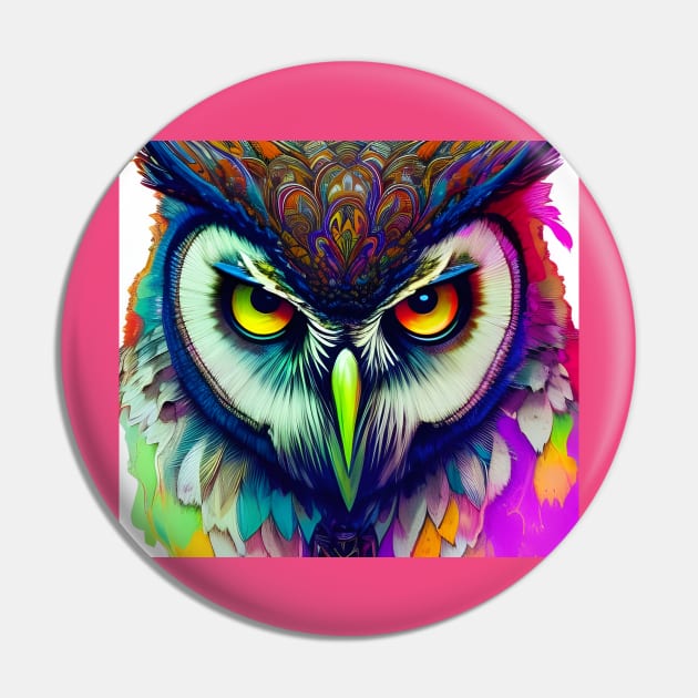 Graphic Novel Comic Book Art Style Owl Pin by Chance Two Designs