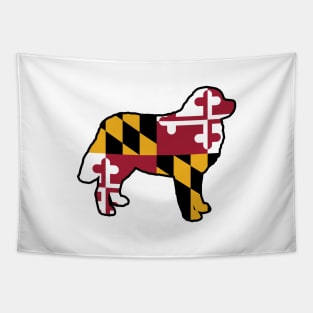 Bernese Mountain Dog Silhouette with Maryland Flag Tapestry