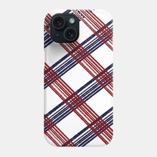 Hand-Drawn Flannel/Plaid, Red & Navy On White Phone Case