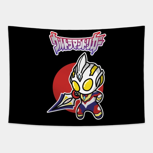 Ultraman Trigger Chibi Style Kawaii Tapestry by The Toku Verse