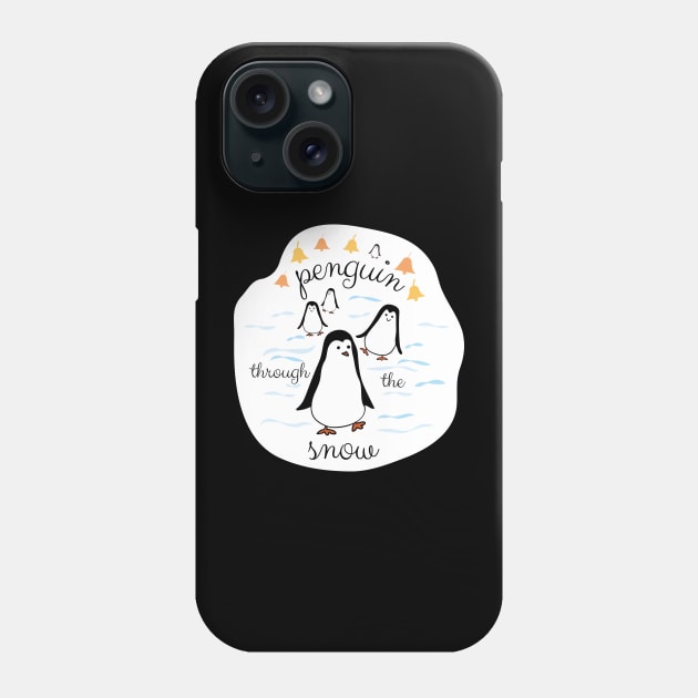 Penguin Through the Snow, Jingle Bells Phone Case by Markadesign