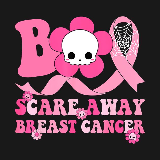 Groovy Boo Halloween Scare Away Breast Cancer Awareness by everetto