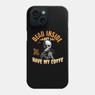 Halloween skeleton drinking coffee Phone Case