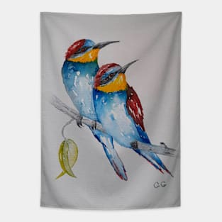 Bee-Eaters bird art printable onto many items of clothing and prints Tapestry