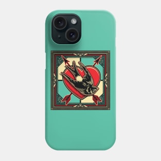 Pierced Heart & Swallow Tattoo Style Graphic Phone Case