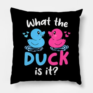 What the ducks is it Baby Gender reveal party baby shower Pillow