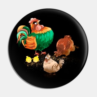 Chickens and cockerel Pin