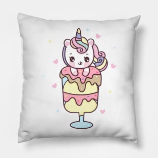 Cute Unicorn cartoon sweet dessert ice cream Pony child vector kawaii animal Pillow