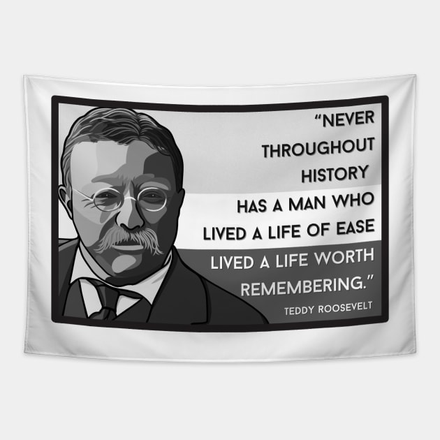 Roosevelt Quote:  "Never Throughout History..." Tapestry by History Tees