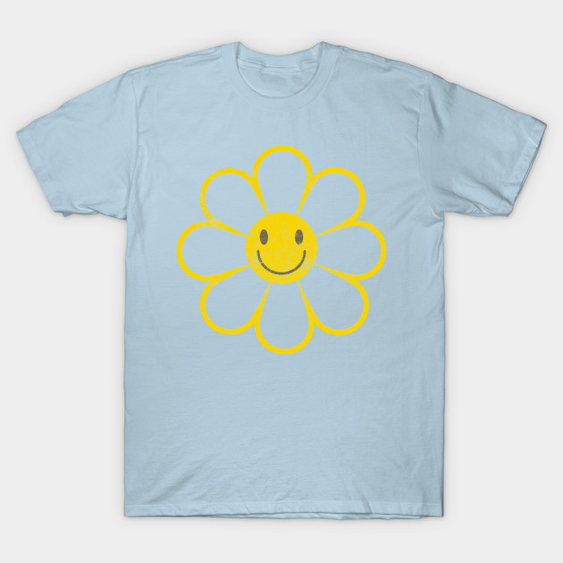 Discover Flower Happy Smiley Face Graphic Novelty Distressed 60s Sixties Decade - Smiley Face - T-Shirt