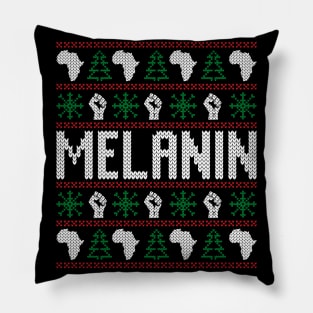 Melanin African American Ugly Christmas Sweater Pillow