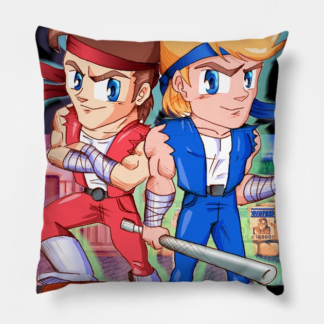 Double Dragon / Billy Lee & Jimmy Lee (version 2) Pillow by MorenoArtwork