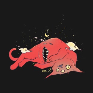 Cute Monster Cat With Creepy Mouth T-Shirt