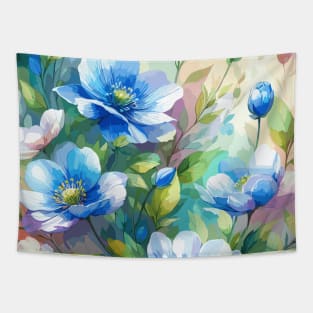 Blue Spring Flowers Tapestry