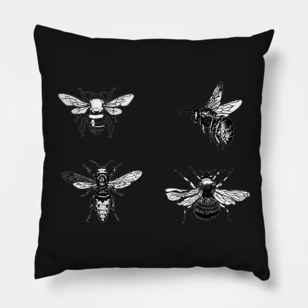 Black and White Honeybee Collection Pillow by julyperson