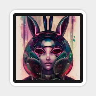 Cyberpunk Bunny is Watching You Magnet