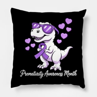 T-rex Dinosaur Prematurity Awareness Day Dino Pillow