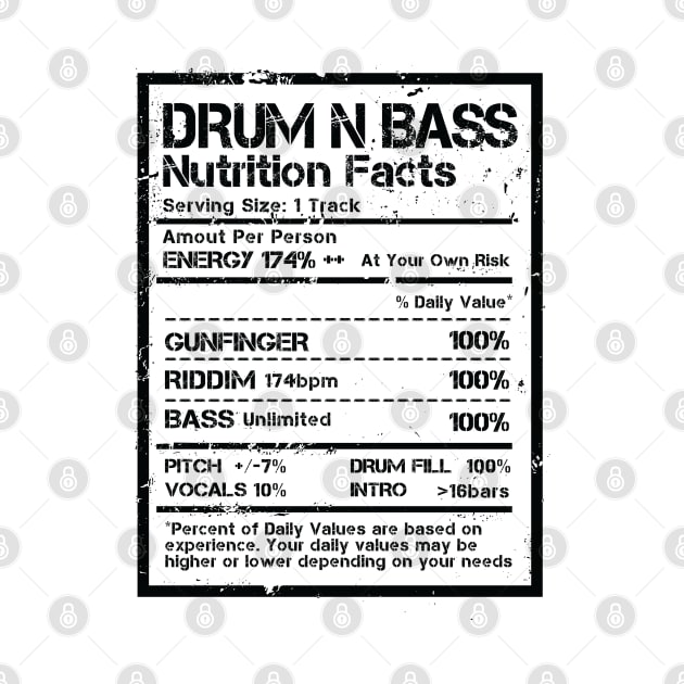 Drum & Bass Nutrition Facts Label ( Black Text Edit ) by Wulfland Arts