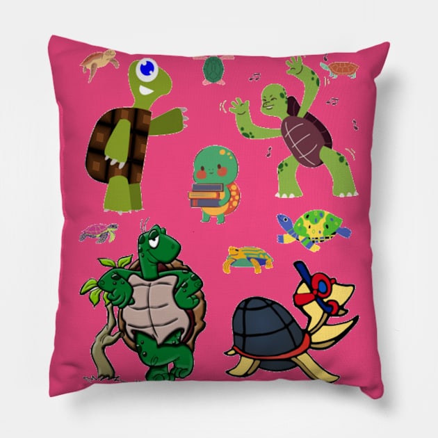 Cool turtles Pillow by Jo3Designs