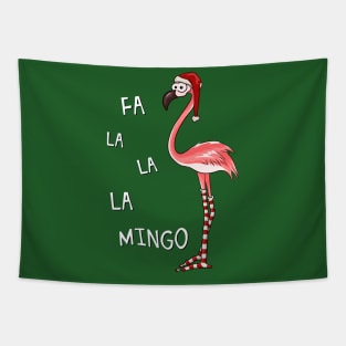 Fa La La Mingo Christmas Flamingo in Santa Costume Tapestry