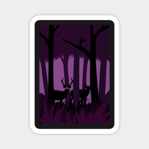 There's something in the woods - Deer? Magnet by LvnaMuraArt