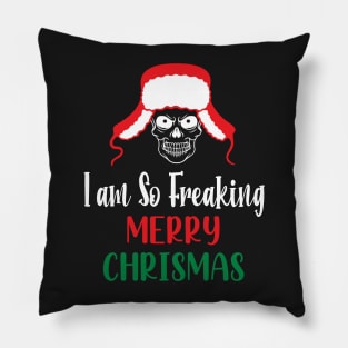 I Am So Freaking Merry Christmas Skull - Funny Santa Clause Skull Pillow