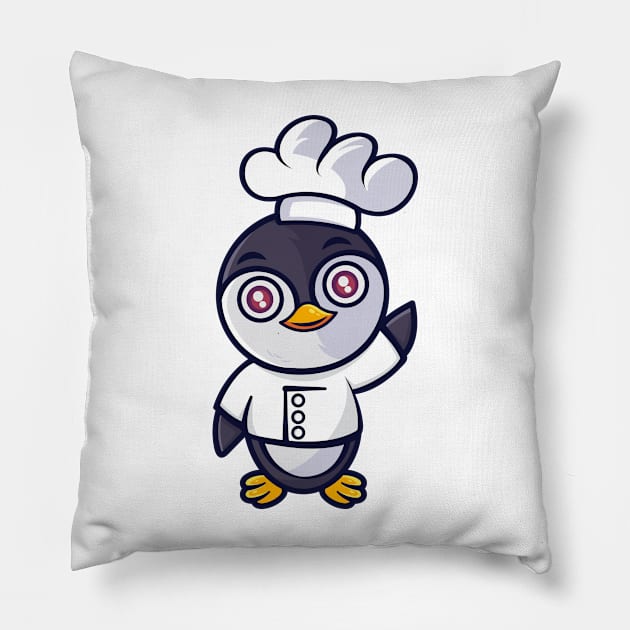 Little penguin chef Pillow by onama.std