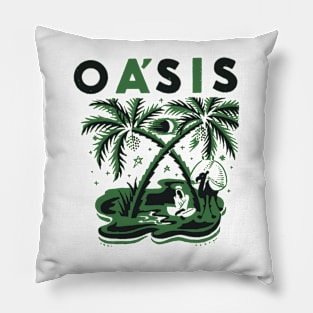 Vintage Tropical Oasis Retro Travel Pillow