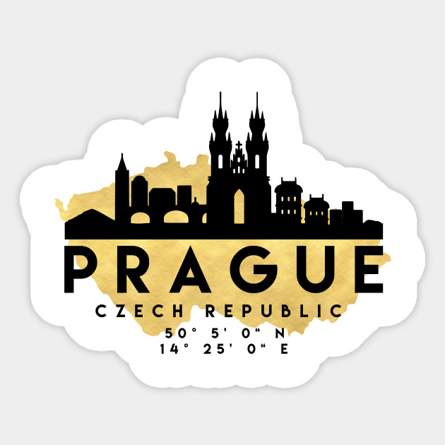 Prague Czech Republic Skyline Map Art