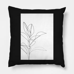 Continuous Line Rubber Plant Drawing Pillow